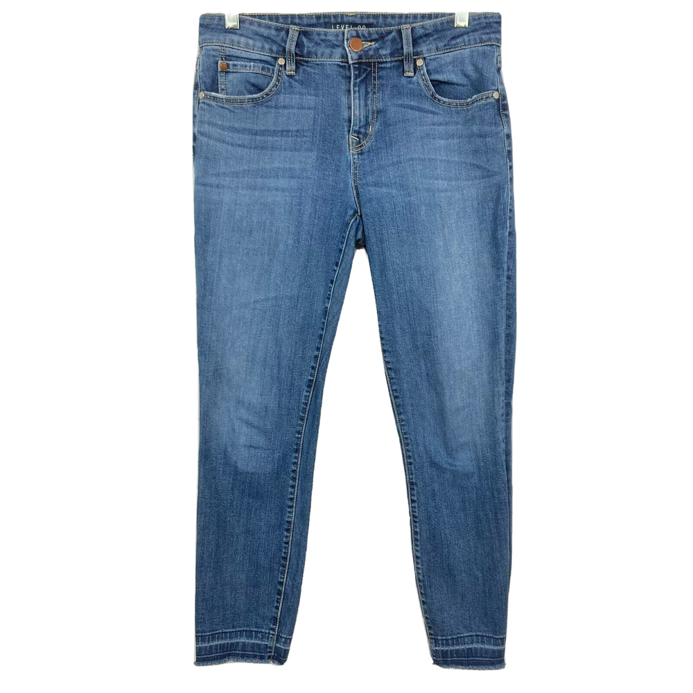 Level 99 Jeans Womens Sz 27 Blue Skinny Ankle Stretch‎ Denim Raw Hem